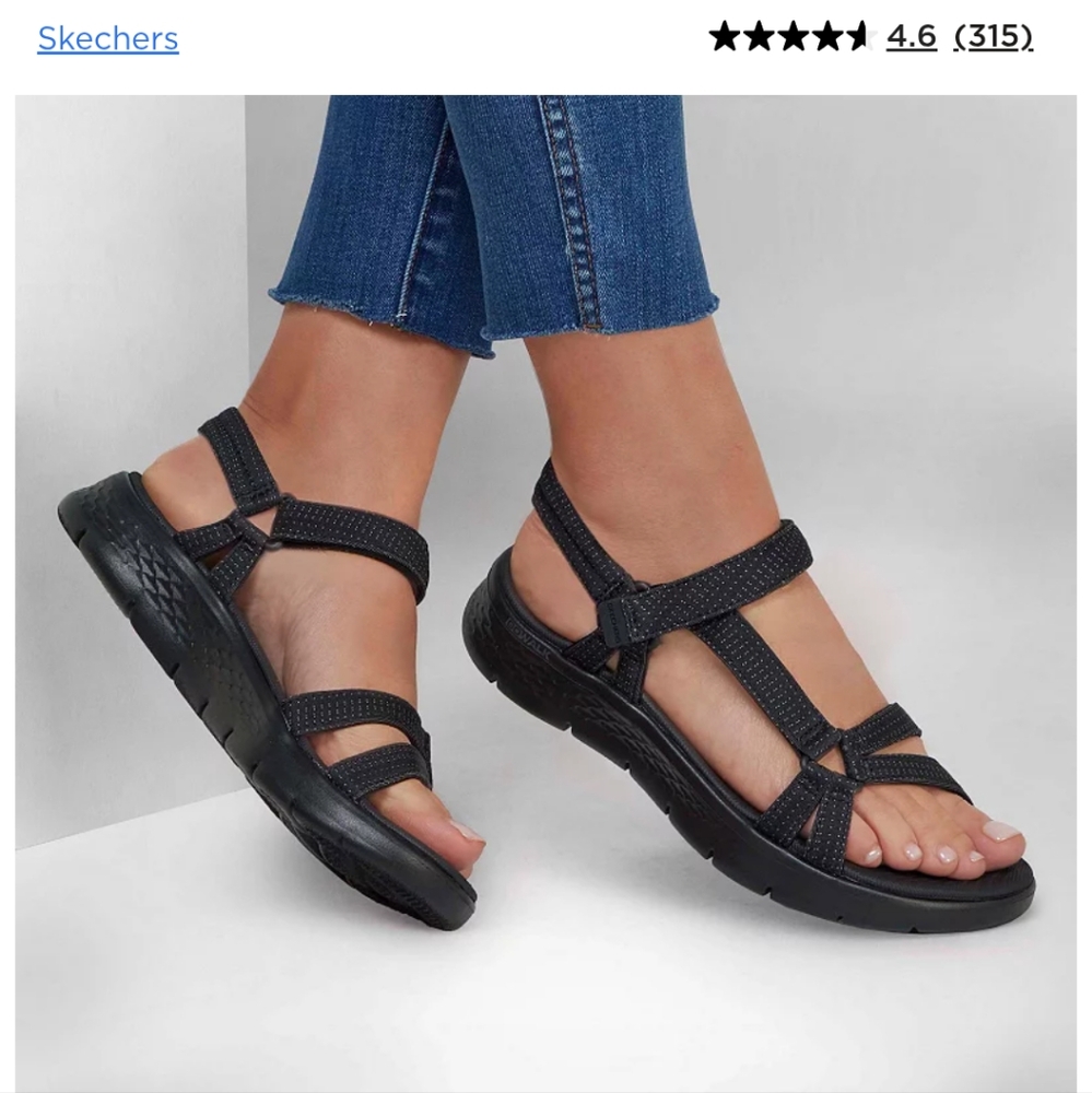 Skechers Black Comfort Sandals with Adjustable Straps